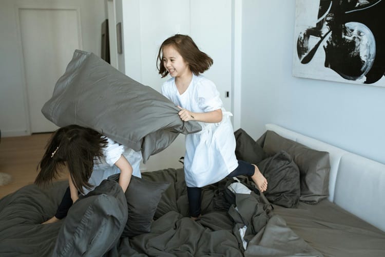 pillow fight at a sleepunder